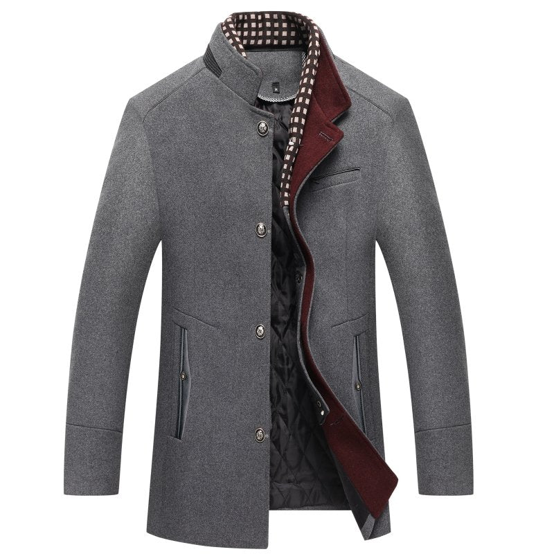 Men's Stand Collar Mid-Length Coat