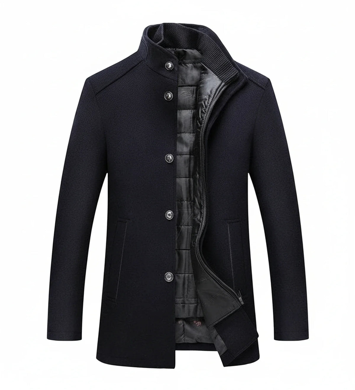 Men's Stand Collar Short Overcoat