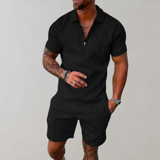 Men's Summer Set: Breathable Polo Shirt & Shorts