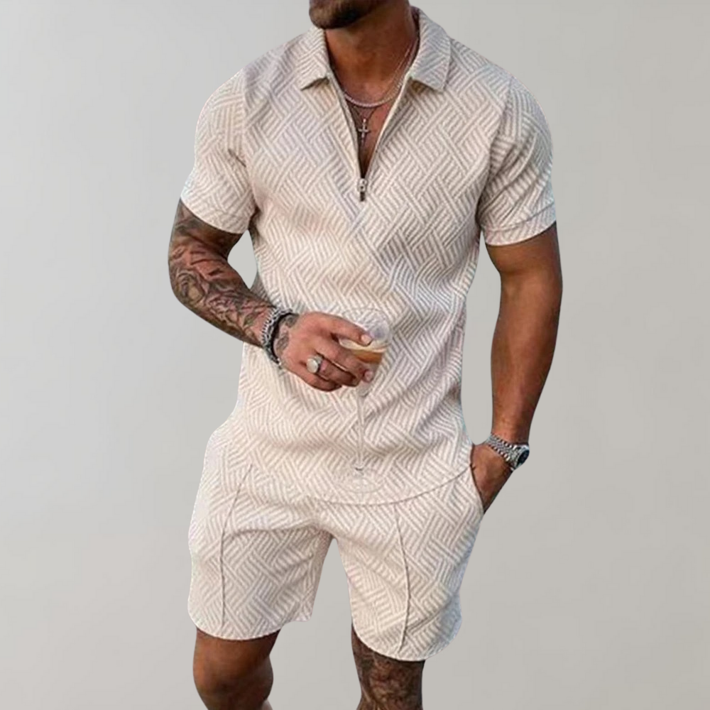Men's Summer Set: Breathable Polo Shirt & Shorts