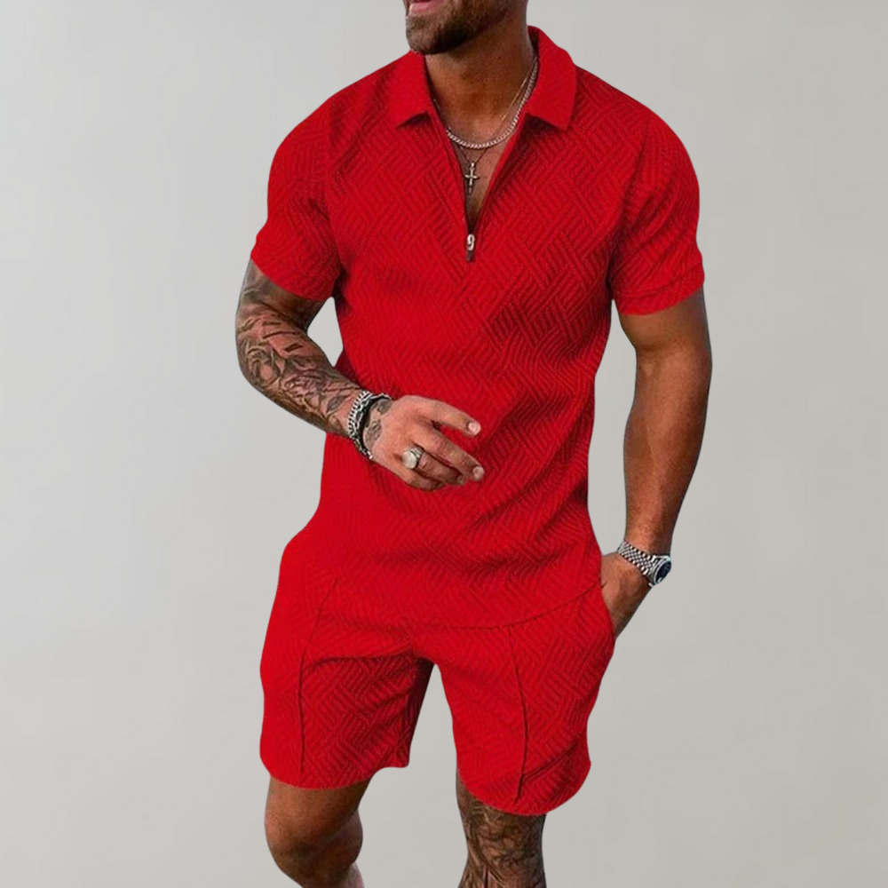 Men's Summer Set: Breathable Polo Shirt & Shorts