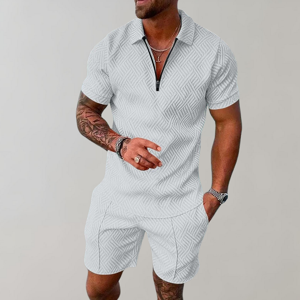 Men's Summer Set: Breathable Polo Shirt & Shorts