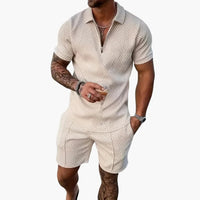 Men's Summer Two-Piece Set with Zipper and Shorts