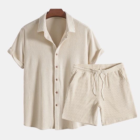 Men's Summer Waffle Knit Loungewear Set