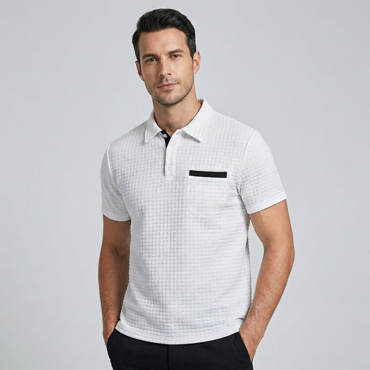 Men's Textured Polo Shirt with Pocket