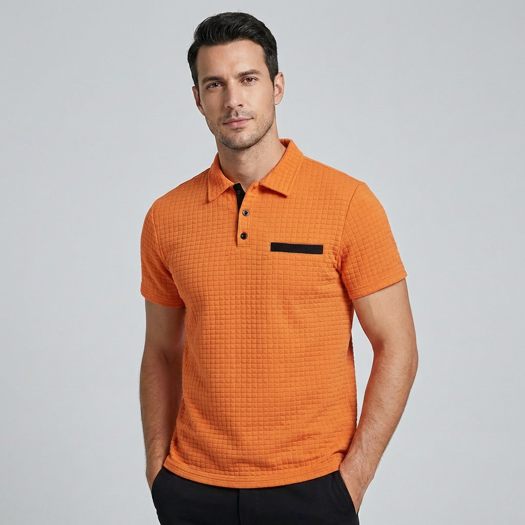 Men's Textured Polo Shirt with Pocket