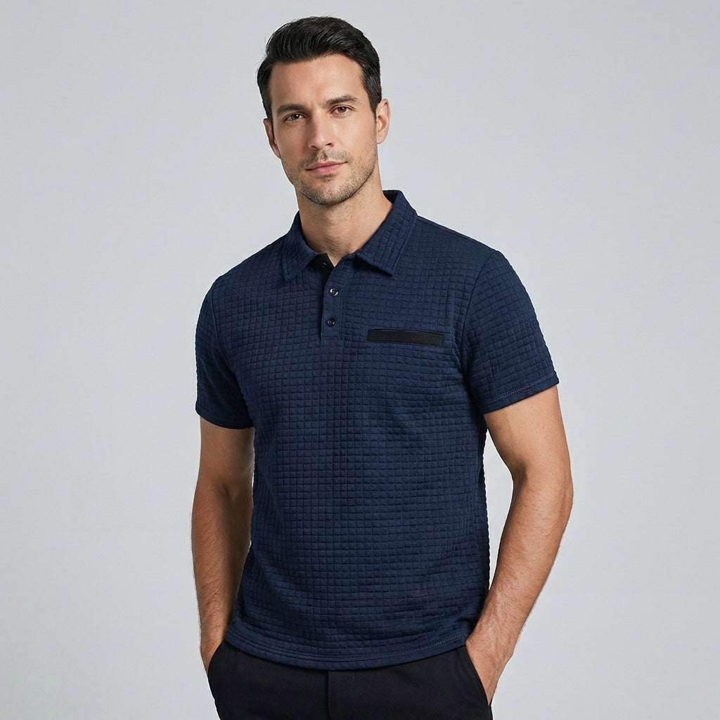 Men's Textured Polo Shirt with Pocket
