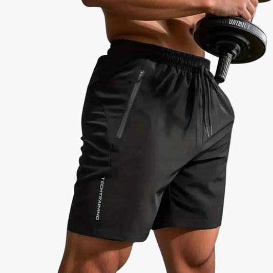 Men's Training Shorts with Zipper Pockets and Drawstring