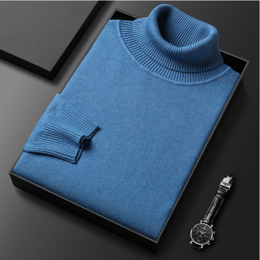 Men's Turtleneck Sweater with Ribbed Cuffs