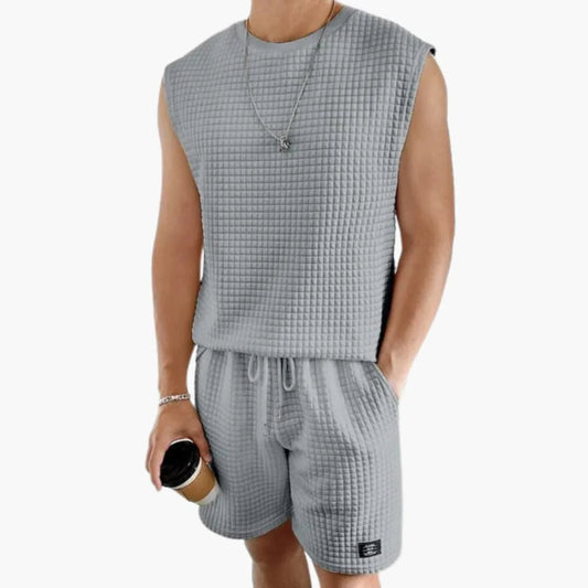 Men's Waffle-Knit Sleeveless Lounge Set