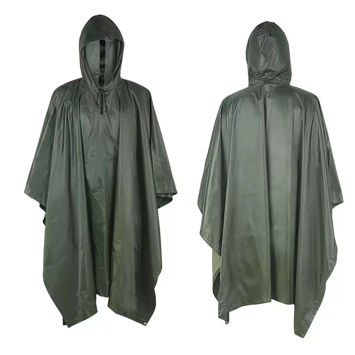 Military-Style Hooded Rain Poncho