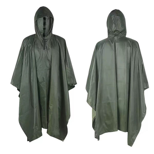 Military-Style Hooded Rain Poncho