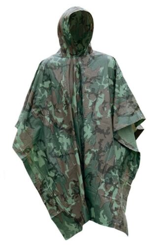 Military-Style Hooded Rain Poncho
