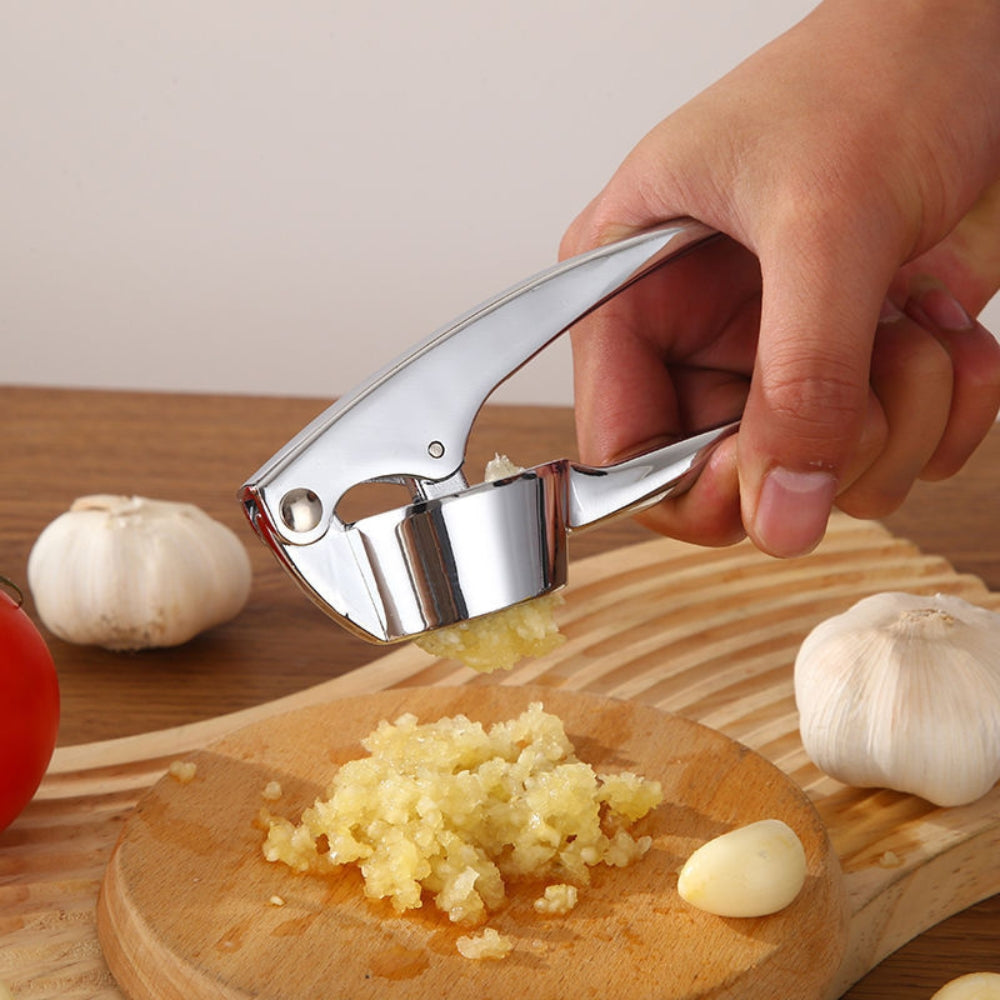 Minimalist Stainless Steel Garlic Press with Non-Slip Handle