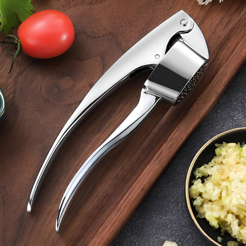 Minimalist Stainless Steel Garlic Press with Non-Slip Handle