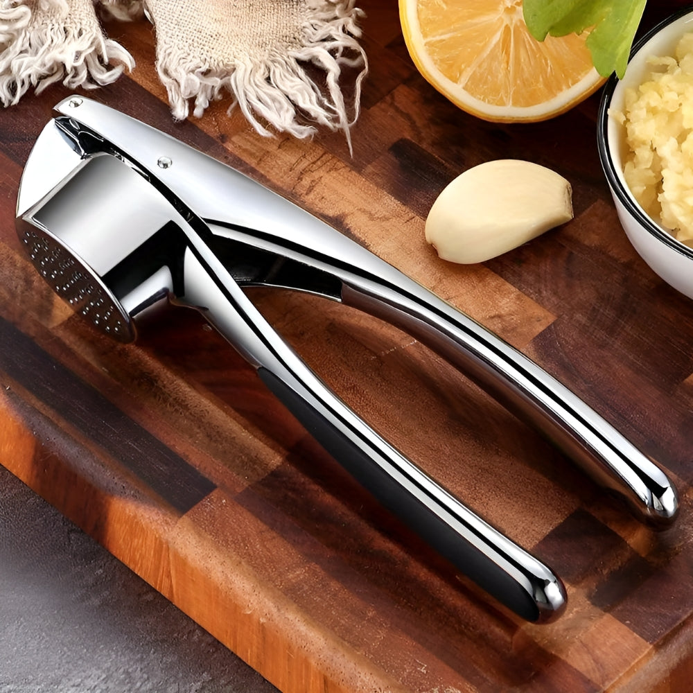 Minimalist Stainless Steel Garlic Press with Non-Slip Handle
