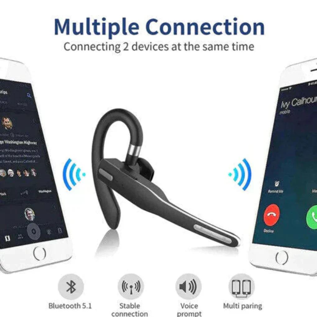 Noise-Cancelling Bluetooth 5.1 Earhook Headset