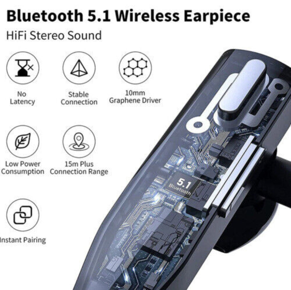 Noise-Cancelling Bluetooth 5.1 Earhook Headset