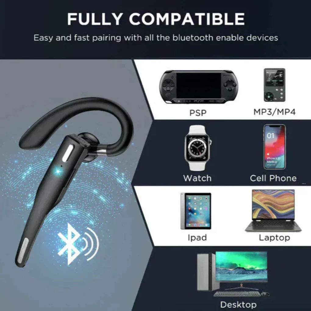 Noise-Cancelling Bluetooth 5.1 Earhook Headset