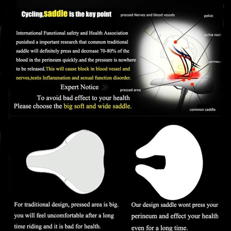 Noseless Mountain Bike Seat with Thick Soft Padding - Black
