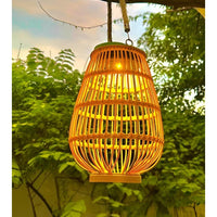 Outdoor Rattan Solar Garden Lantern with Automatic Lighting
