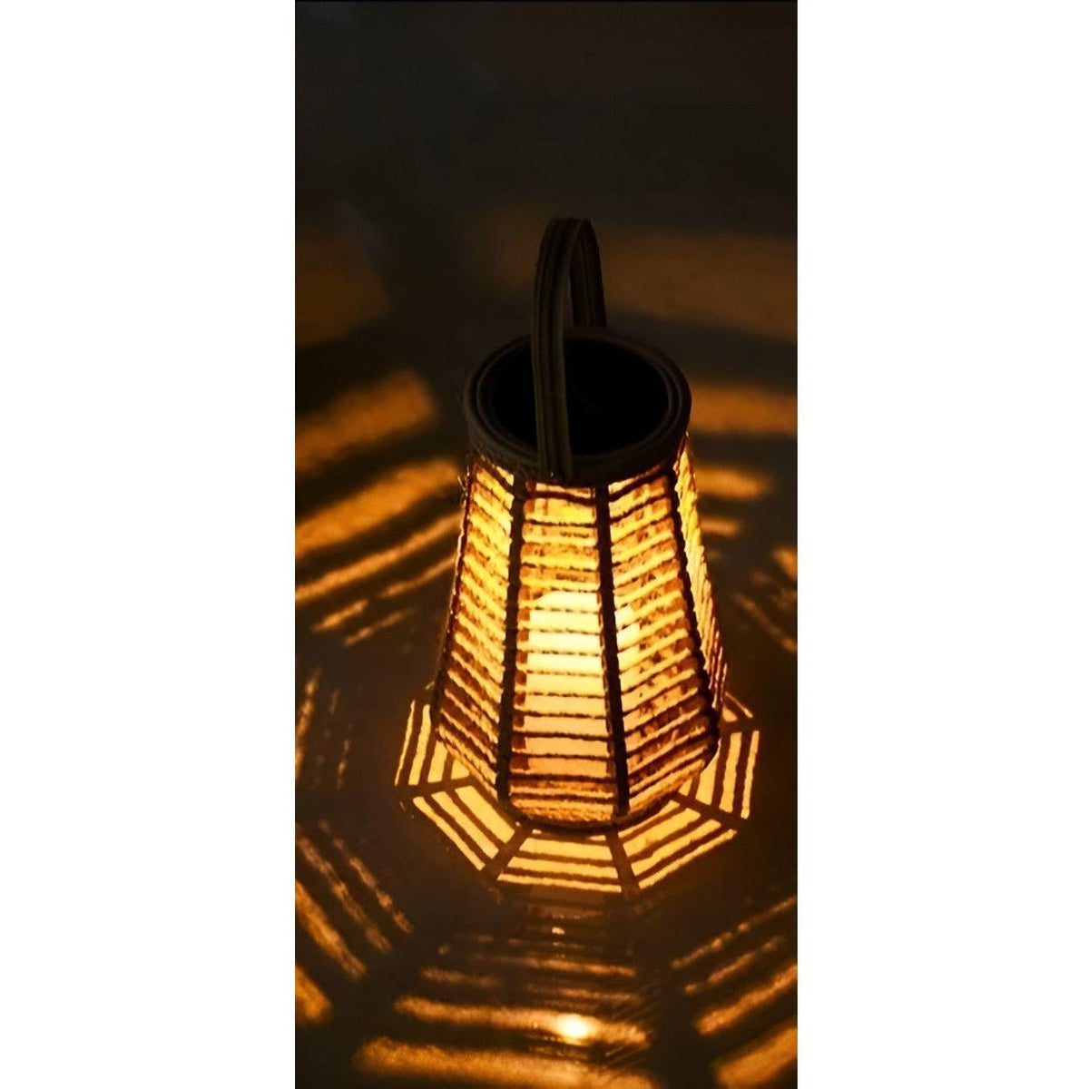 Outdoor Rattan Solar Garden Lantern with Automatic Lighting