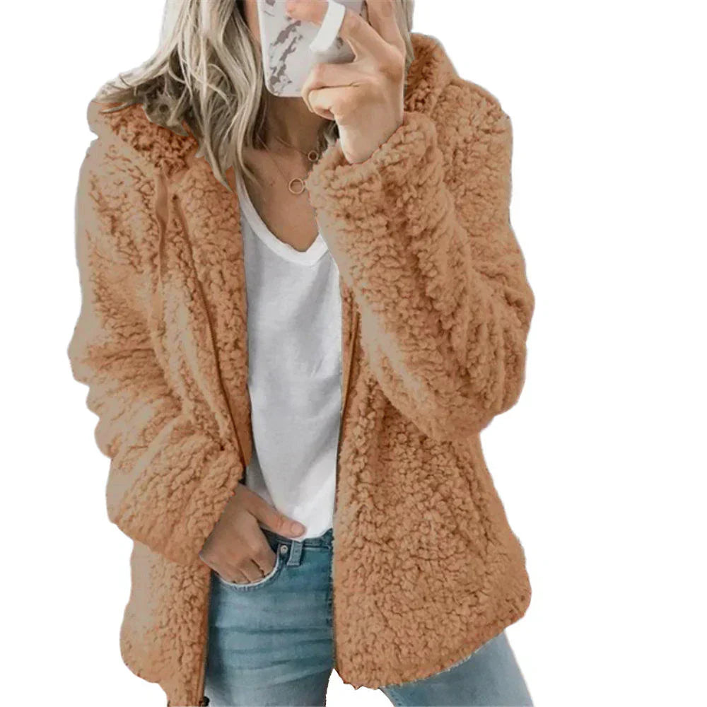 Plush Teddy Fleece Full Zip Hooded Jacket