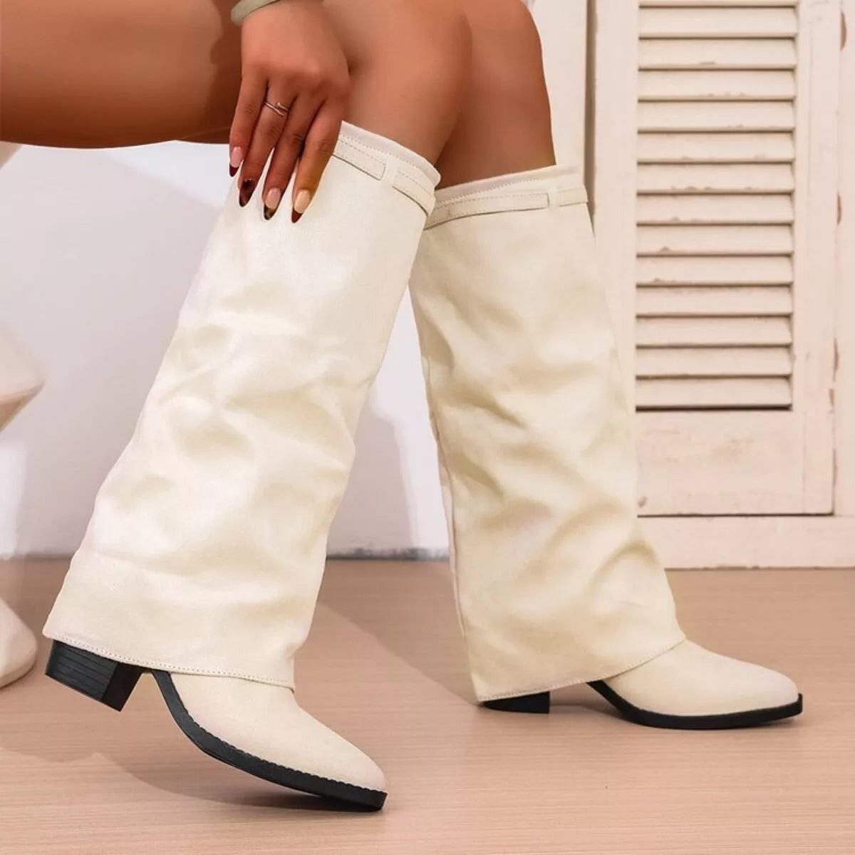 Pointed Toe Block Heel Boots