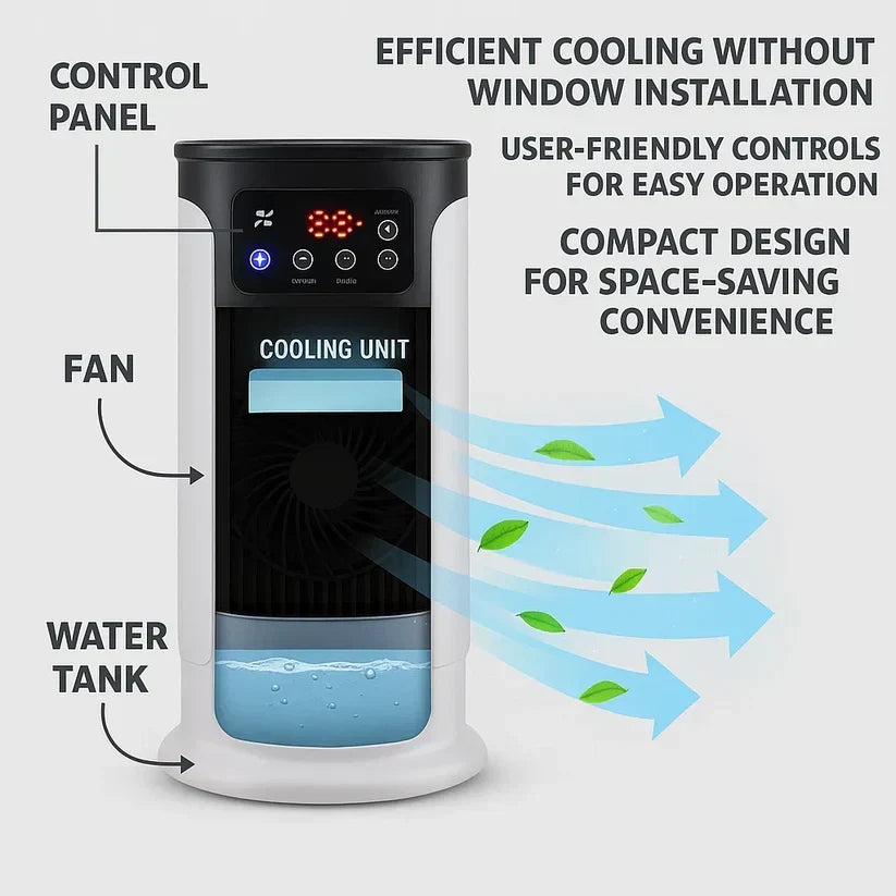 Portable Air Conditioner - Windowless & Energy-Efficient for Home, Office, and Dorm Use