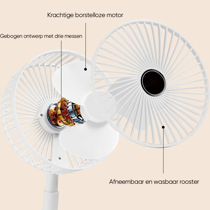 Portable, Quiet-Operation Telescopic Desk Fan