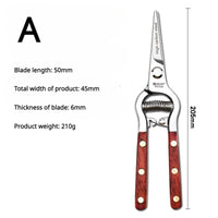 Pruning Shears with Wooden Handle - 20 cm - Forged Carbon Steel - For Branches & Fruit Trees
