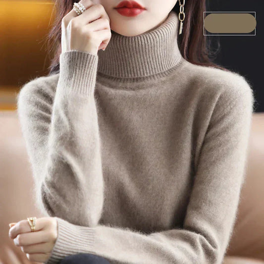 Pure 100% Cashmere High-Neck Sweater for Autumn and Winter