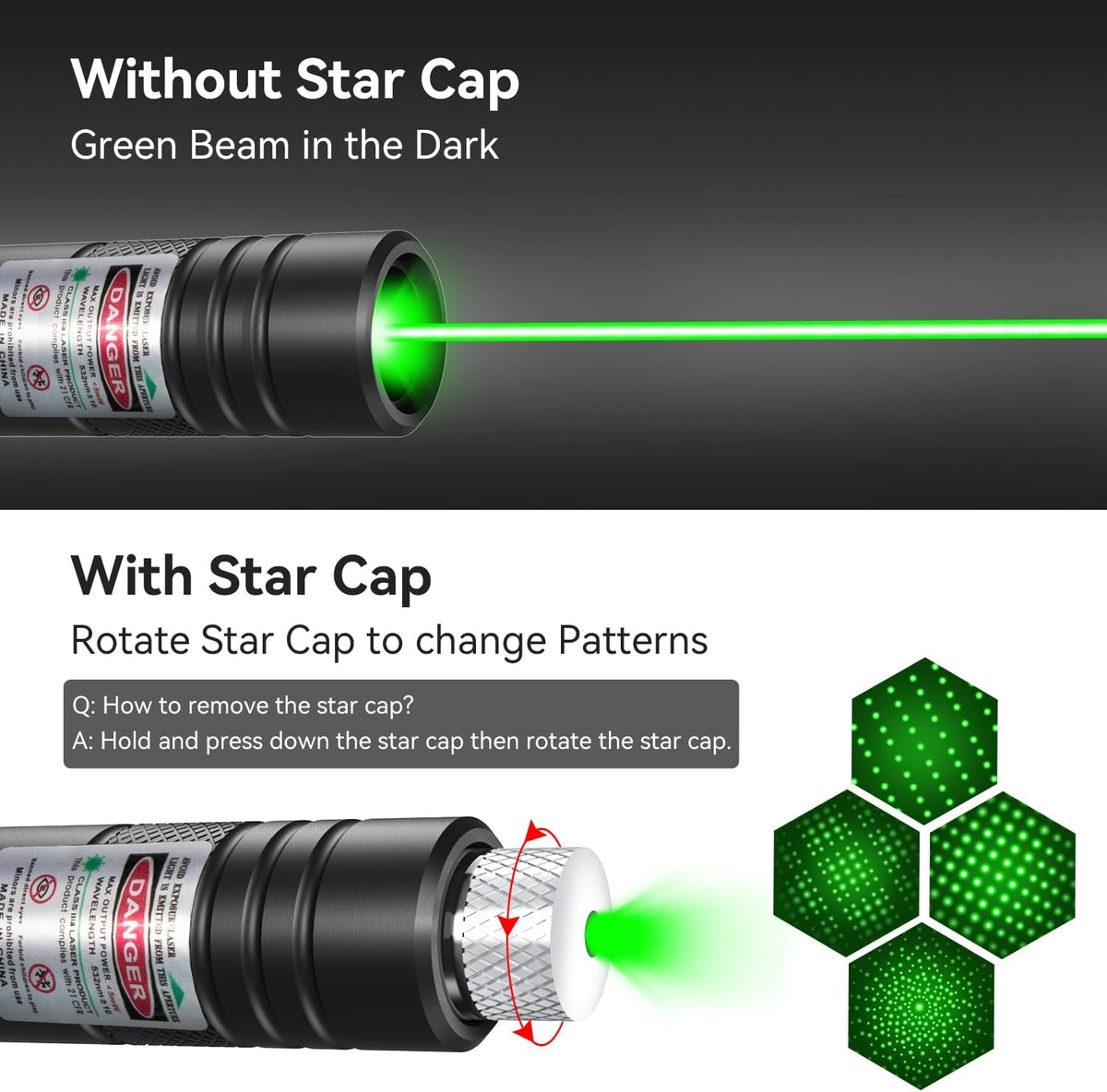 Rechargeable Outdoor Green Laser Pointer Metal Flashlight