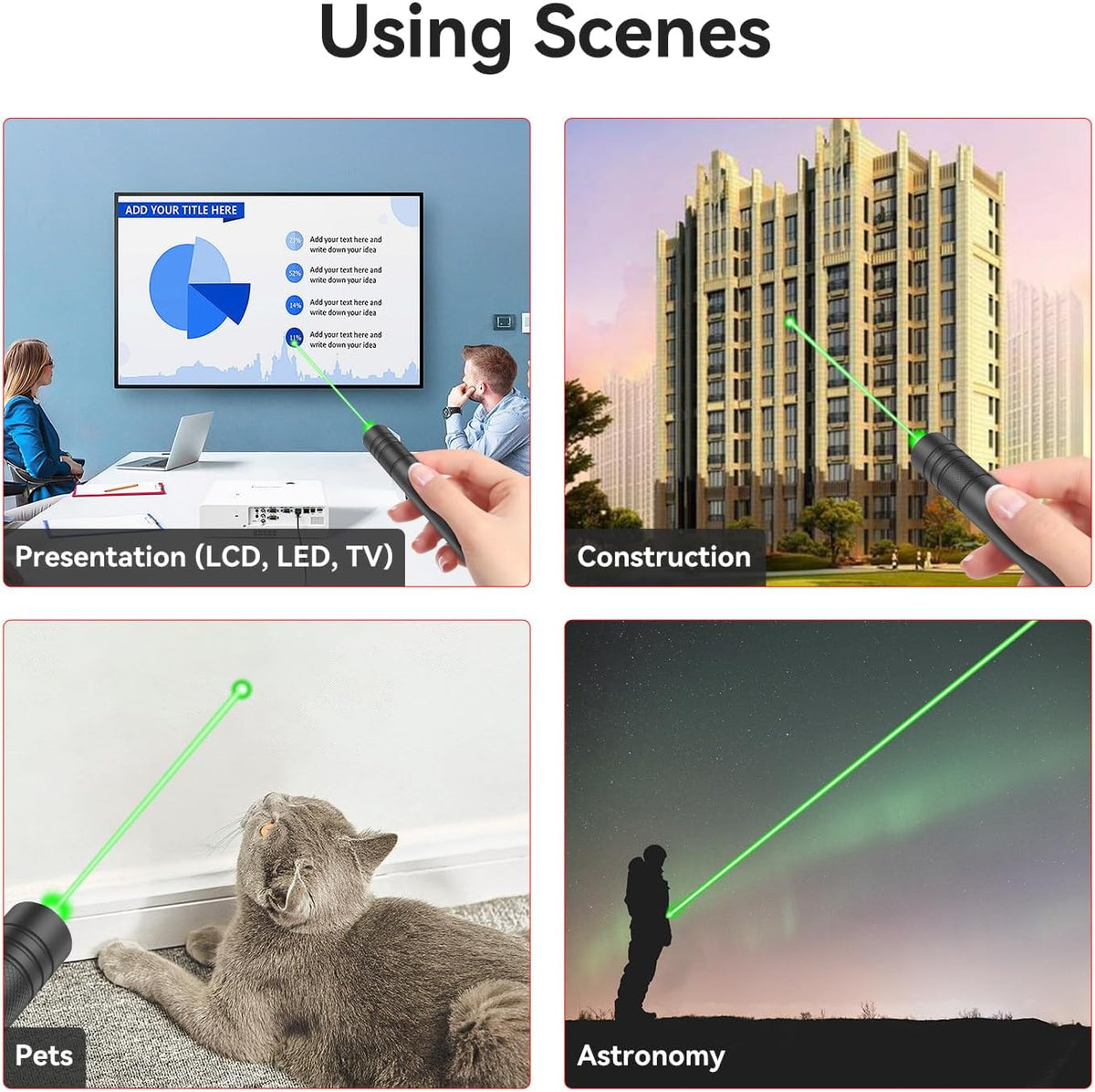 Rechargeable Outdoor Green Laser Pointer Metal Flashlight
