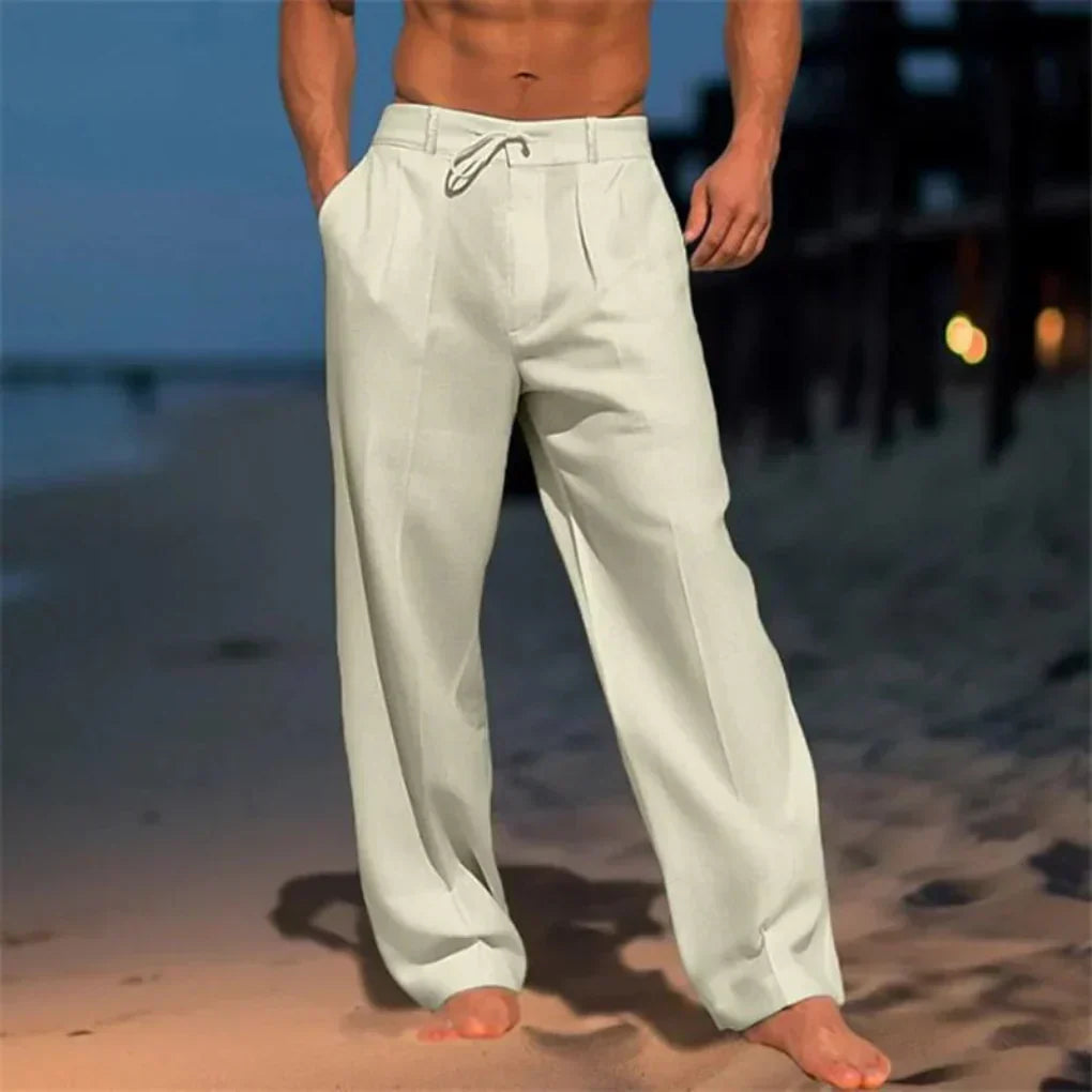 Relaxed-Fit Pleated Linen Trousers