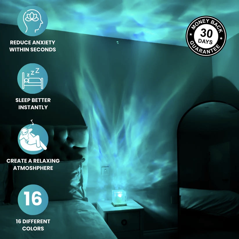 Relaxing Ambient Lamp with Water Wave Effect and Colors for Sleep and Serenity