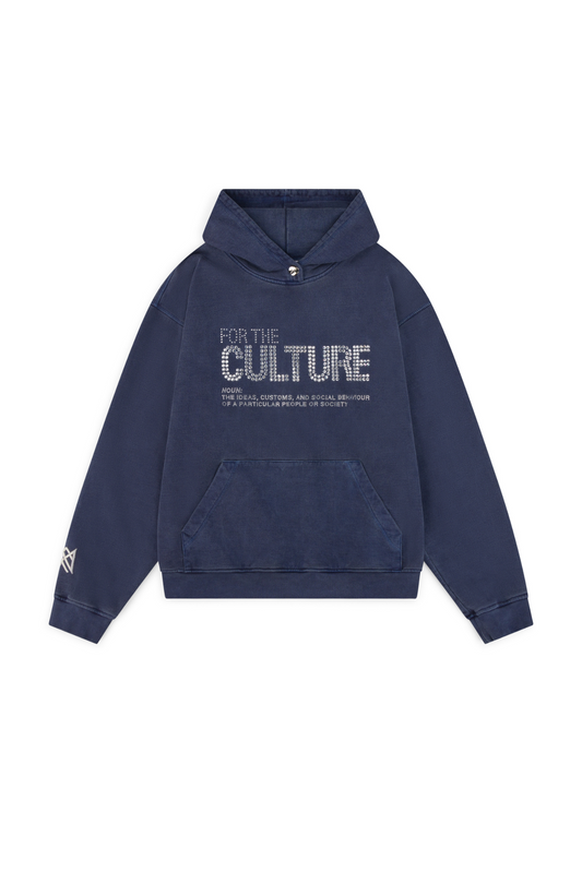 Rhinestone Hoodie in Navy Blue - Luxury Streetwear