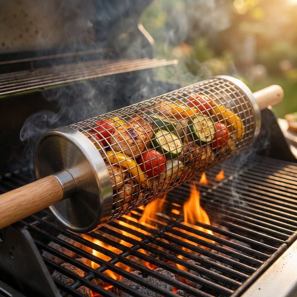 Rotating BBQ Grill Basket