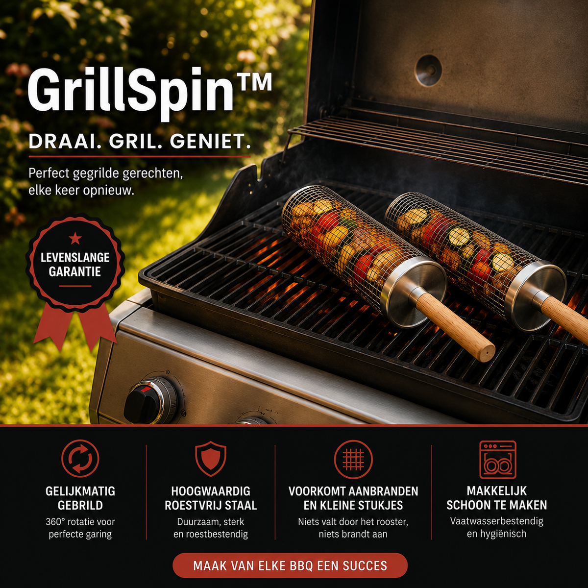 Rotating BBQ Grill Basket