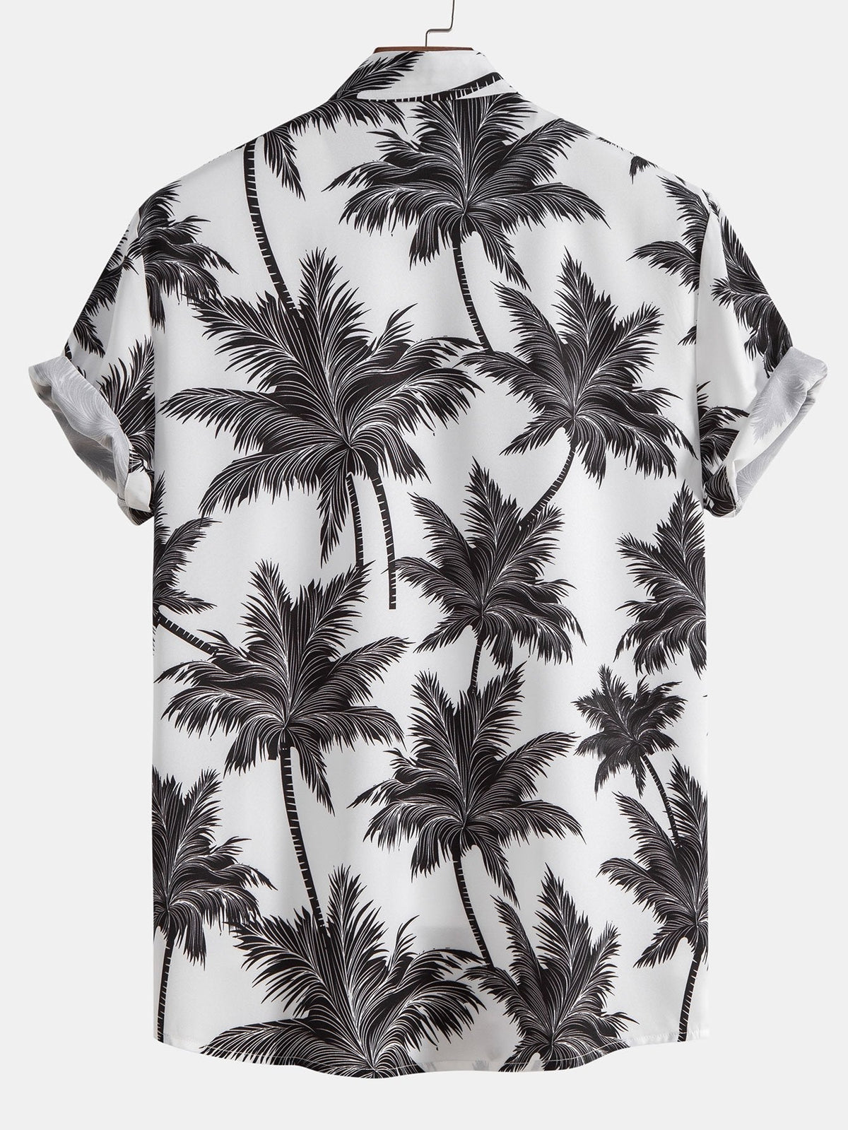 Shirt and Swim Shorts Set with Palm Print - 100% Polyester, Regular Fit Casual Summer Outfit