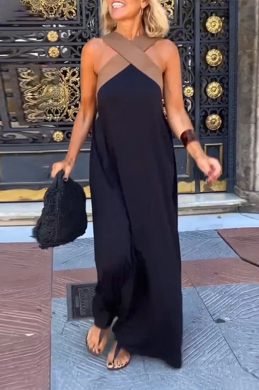 Sleeveless Criss-Cross Halter Neck Dress