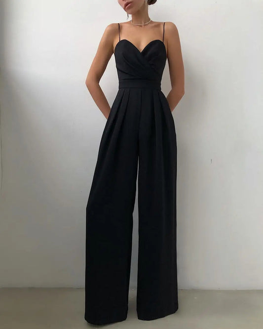 Sleeveless High-Waisted Wide-Leg Jumpsuit