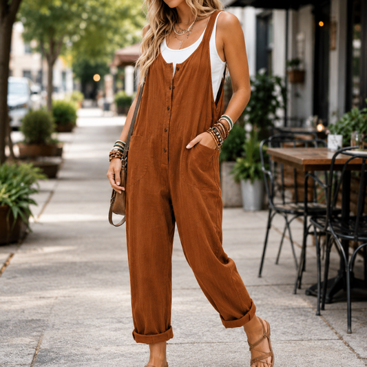Sleeveless Wide-Leg Jumpsuit with Pockets