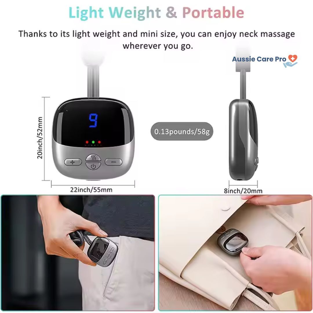 Smart Neck & Shoulder Massager with Heat - Portable Wireless Cervical Spine Relief Therapy Device