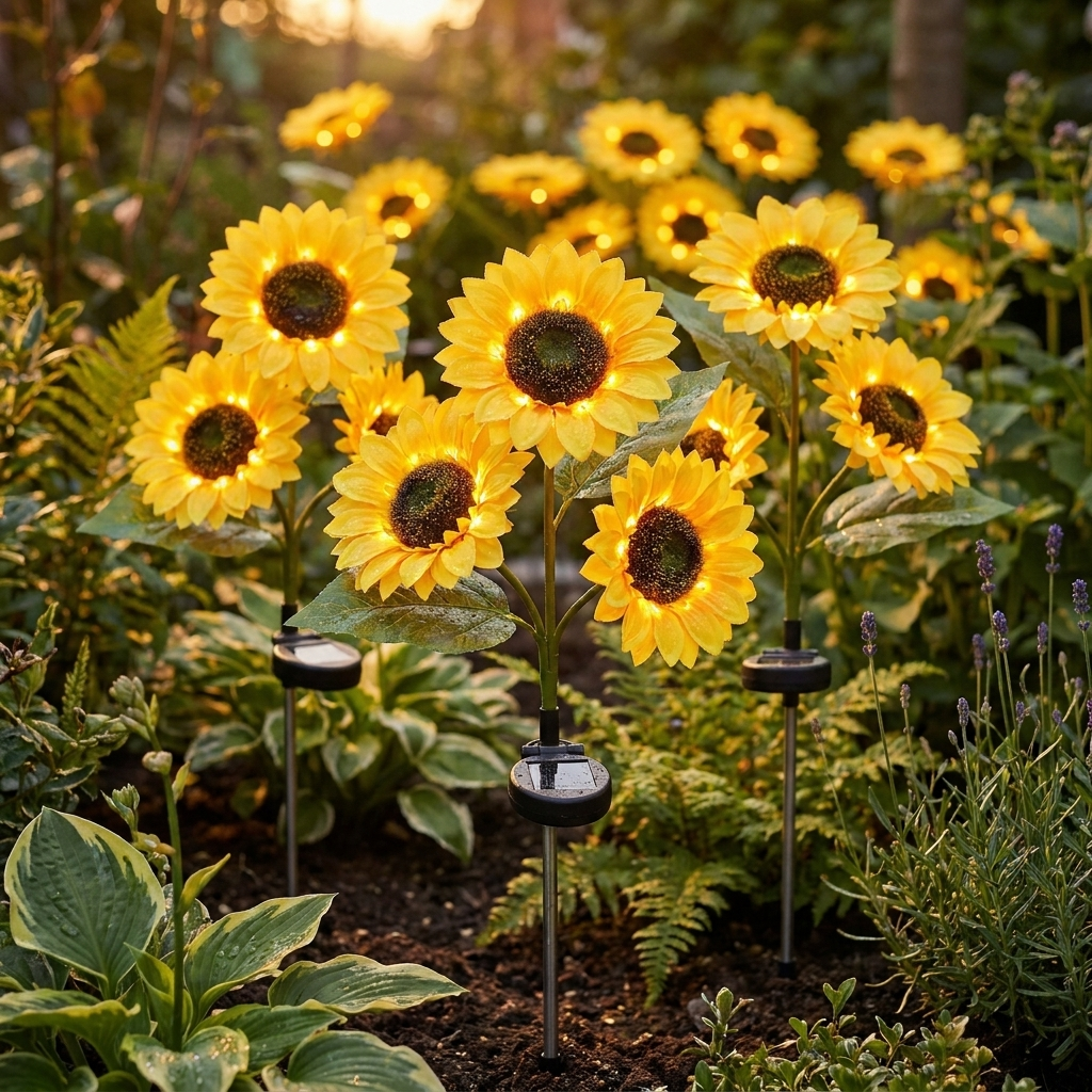 Solar Sunflower Garden Lights