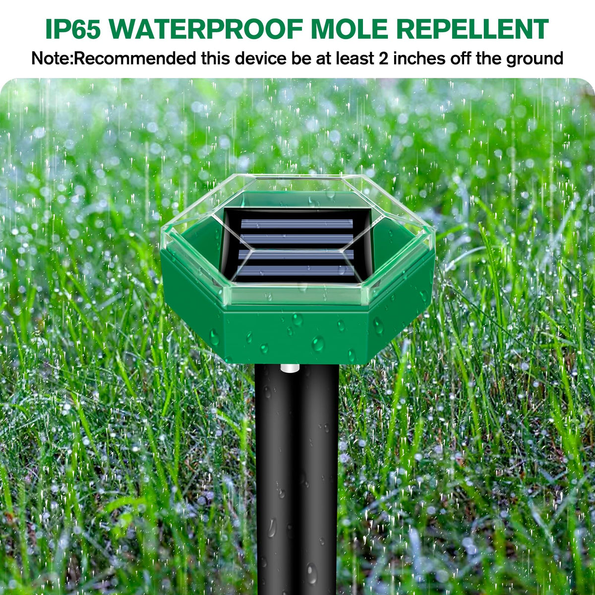 Solar Ultrasonic Mole Repeller Pack of 4, IP65 Waterproof with 465 m² Coverage Each