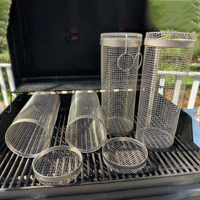 Stainless Steel Grill Basket - 360° Rotating for Even Cooking