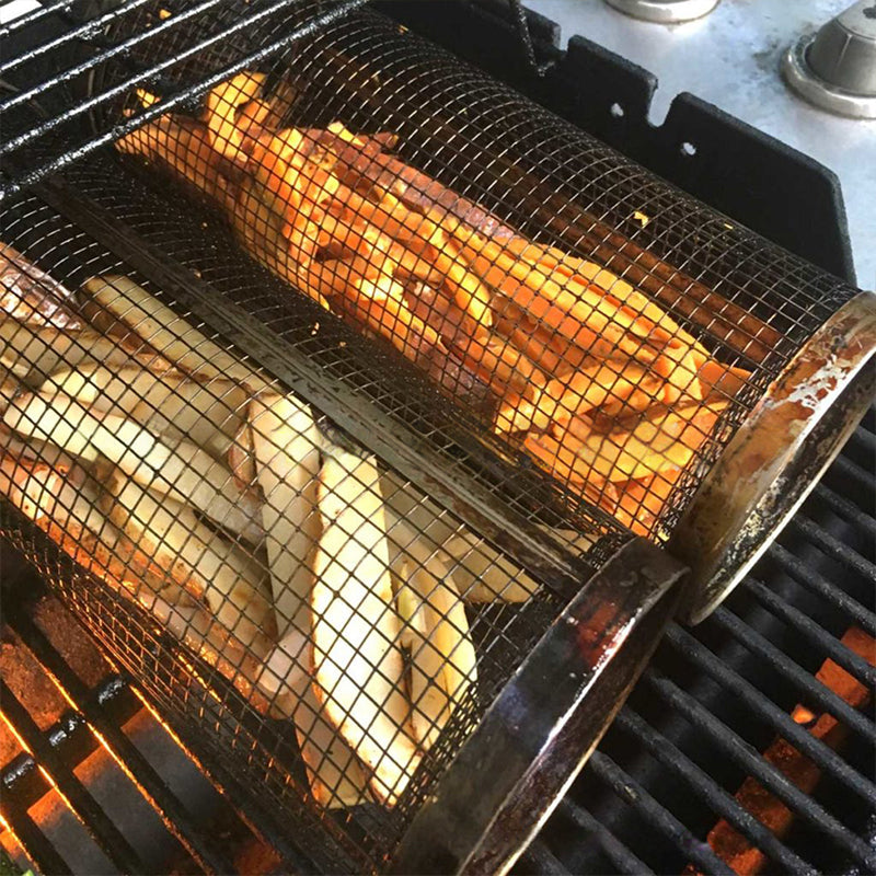 Stainless Steel Grill Basket - 360° Rotating for Even Cooking