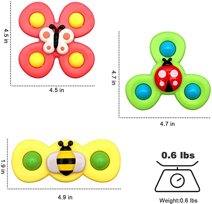 Suction Cup Rotating Spinners, 3-Piece Set