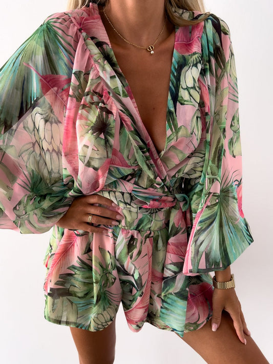 Summer-Style Tropical Print Playsuit